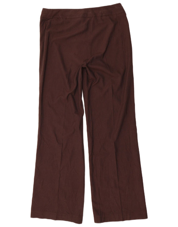 Marks & Spencer Womens Wide Leg Casual Trousers UK 14 Large W32 L34 Brown