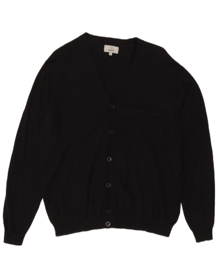 Marks & Spencer Mens Regular Fit Cardigan Sweater Large Black Cotton
