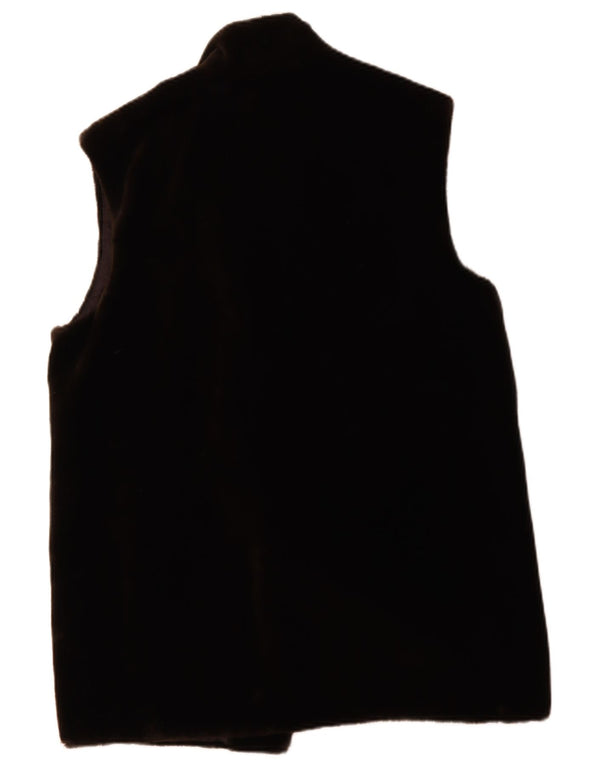 Vintage Womens Oversized Faux Fur Gilet EU 38 Medium Brown Polyacrylic