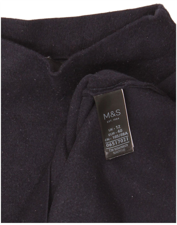 Marks & Spencer Womens Top Long Sleeve UK 12 Medium Navy Blue Viscose