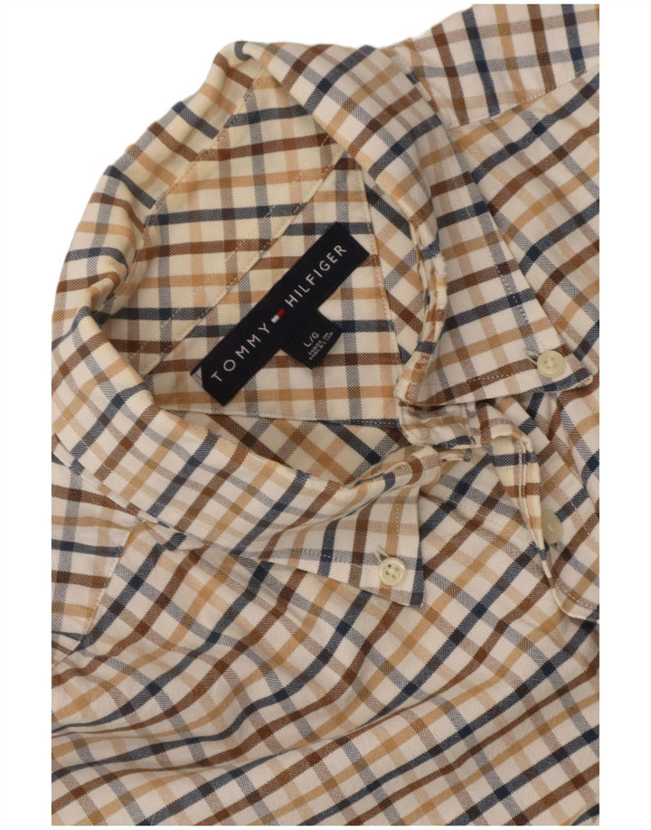Tommy Hilfiger Mens Shirt Large Beige Check