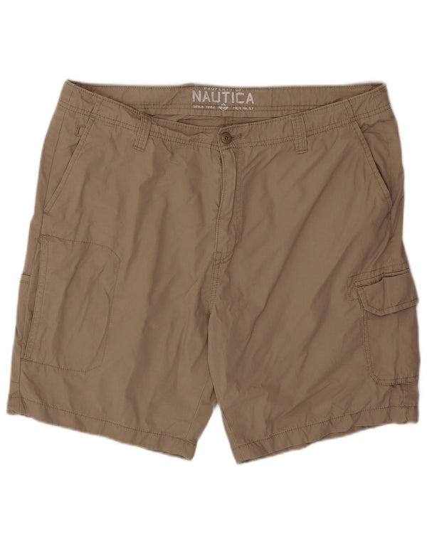 Nautica Mens Cargo Shorts W38 XL Beige Cotton