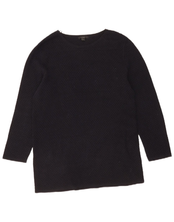 Cos Womens Top 3/4 Sleeve UK 10 Small Black Cotton