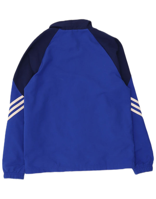 Adidas Boys Tracksuit Top Jacket 15-16 Years XL Blue Colourblock Polyester