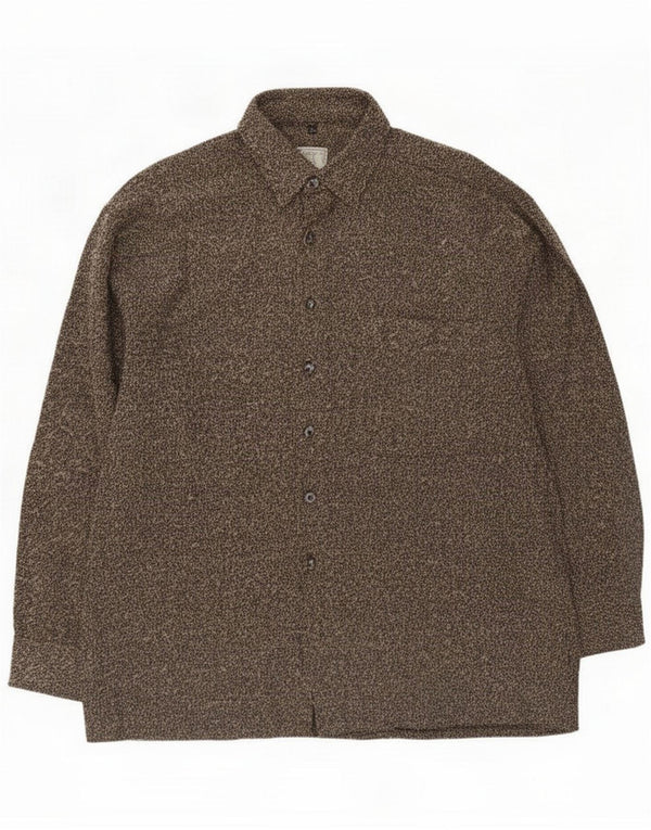 Club D'Amingo Mens Flannel Shirt Large Brown Flecked