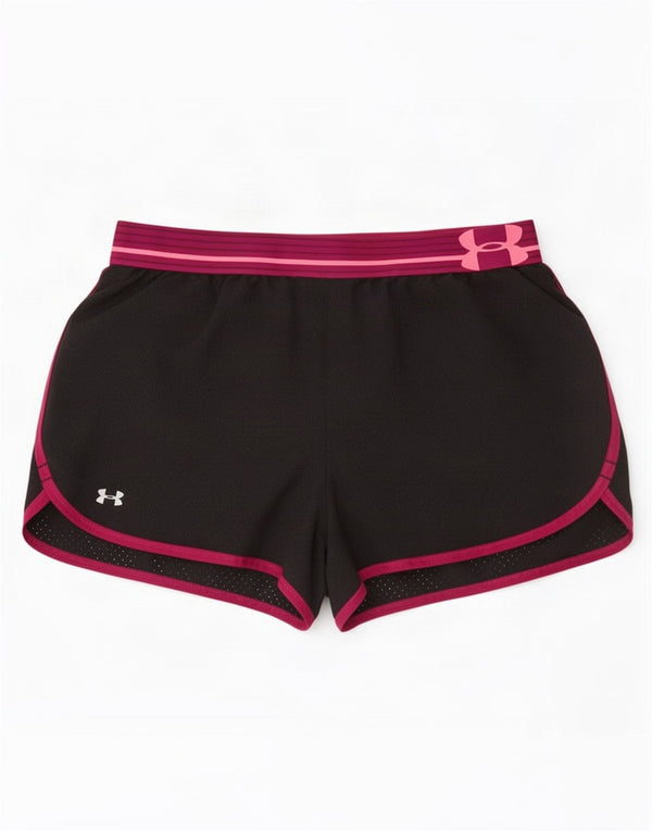 Under Armour Womens Heat Gear Sport Shorts UK 12 Medium Black Colourblock