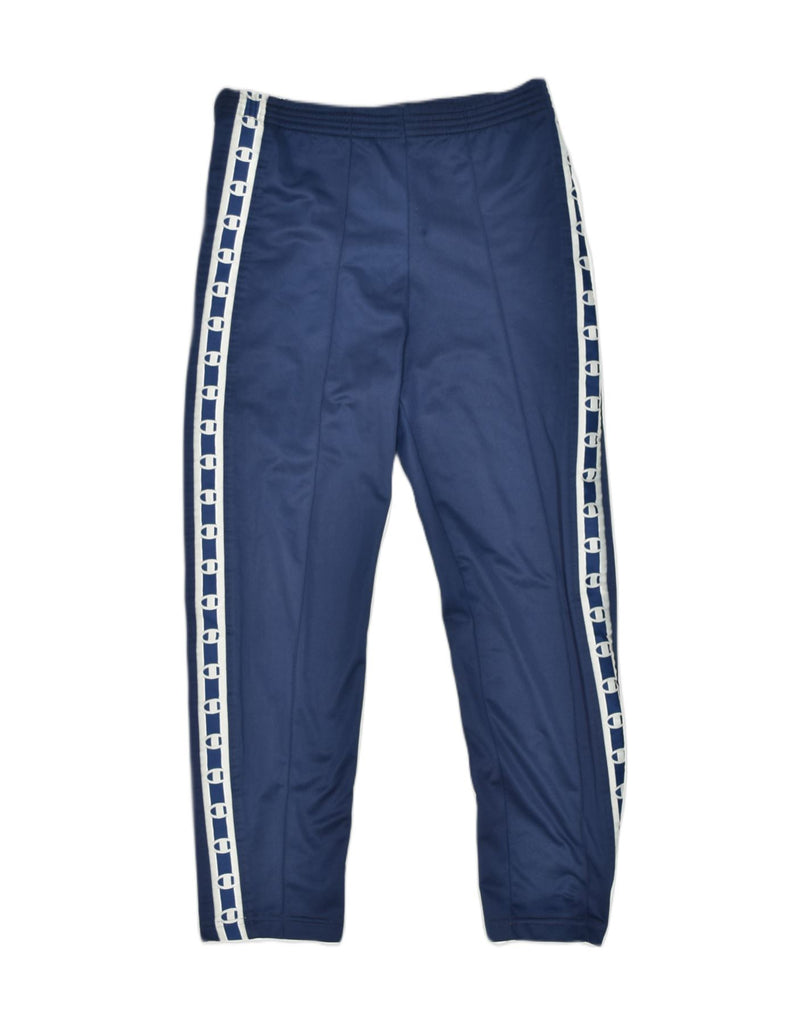 CHAMPION Mens Graphic Tracksuit Trousers Small Navy Blue Polyester | Vintage Champion | Thrift | Second-Hand Champion | Used Clothing | Messina Hembry 