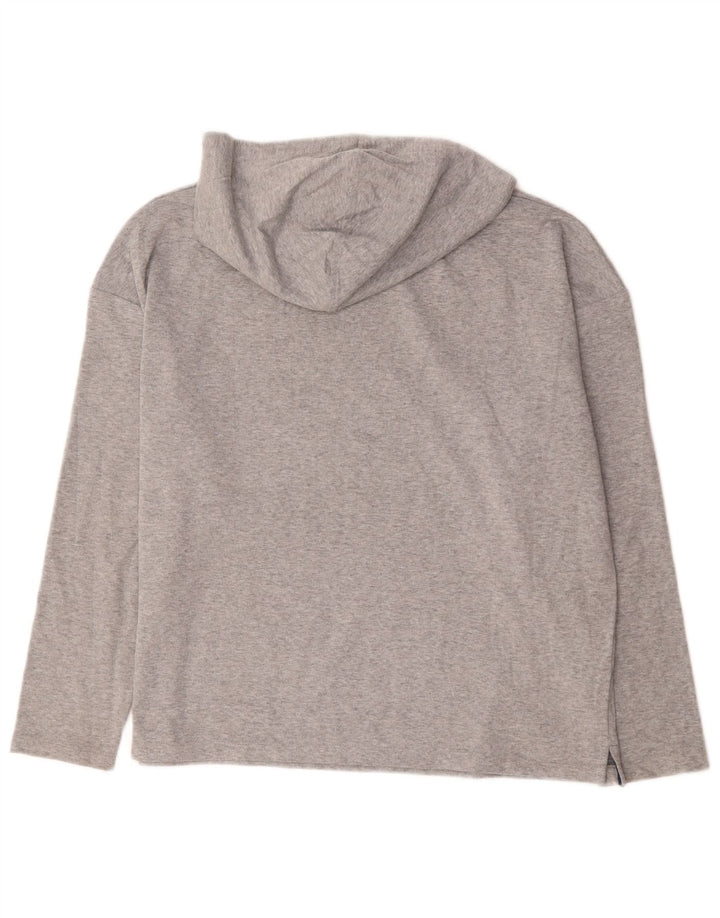 Marks & Spencer Womens Hooded Graphic Top Long Sleeve UK 14 Large Grey