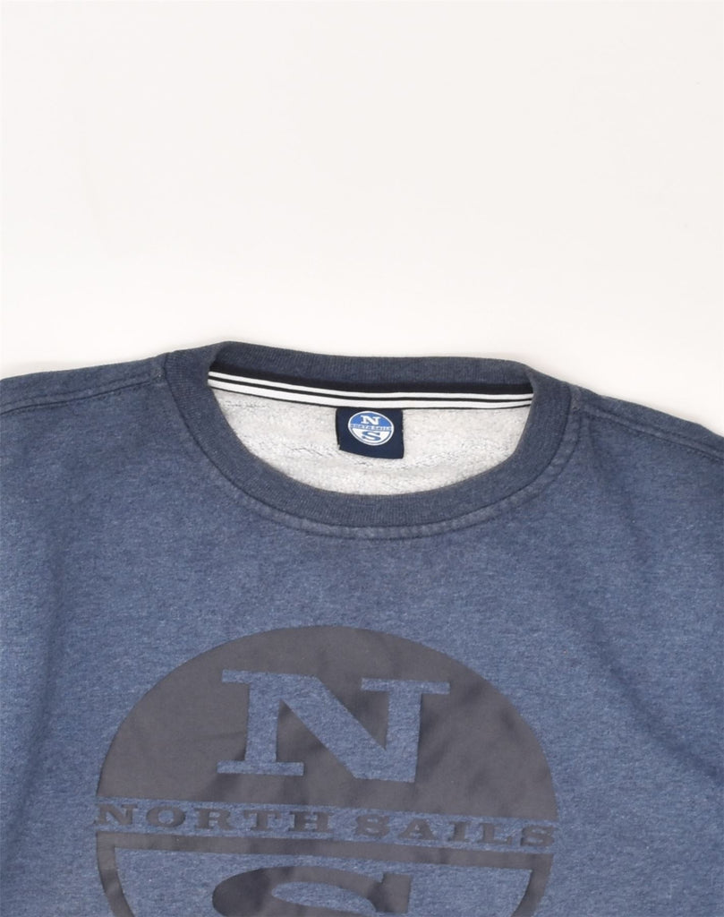 NORTH SAILS Mens Graphic Sweatshirt Jumper Small Blue Cotton | Vintage North Sails | Thrift | Second-Hand North Sails | Used Clothing | Messina Hembry 