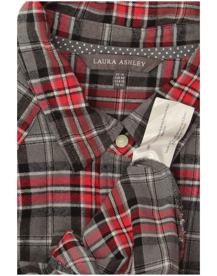 Laura Ashley Womens Flannel Shirt UK 14 Large Grey Check Cotton