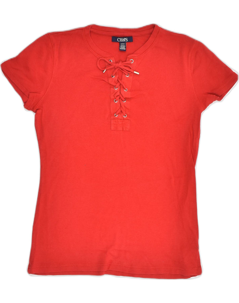 CHAPS Womens T-Shirt Top UK 10 Small Red Cotton | Vintage Chaps | Thrift | Second-Hand Chaps | Used Clothing | Messina Hembry 