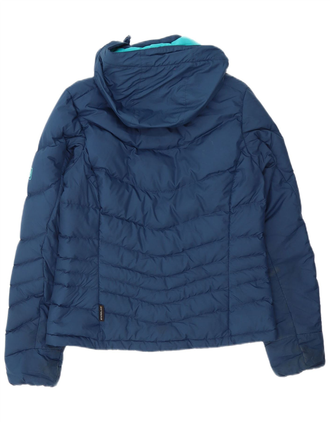 Jack Wolfskin Womens Hooded Padded Jacket UK 8/10 Small Navy Blue Polyester