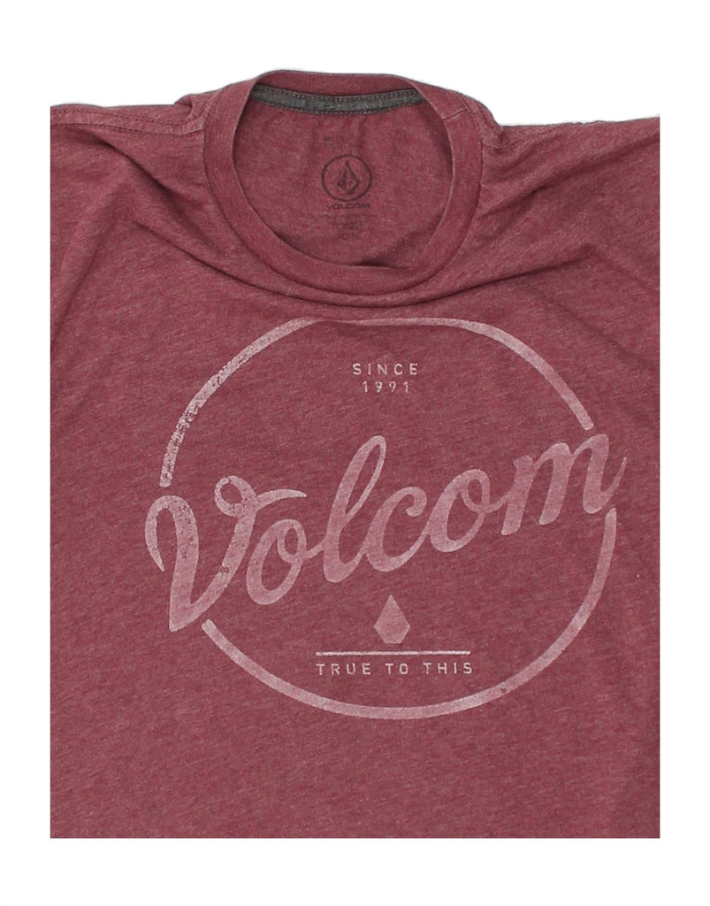 VOLCOM Boys Graphic T-Shirt Top 13-14 Years XL Burgundy Cotton | Vintage Volcom | Thrift | Second-Hand Volcom | Used Clothing | Messina Hembry 