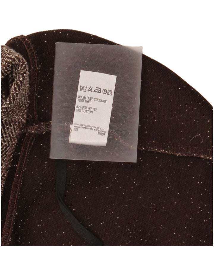 Marks & Spencer Womens Midi Skirt UK 18 XL W36  Brown Herringbone Polyester
