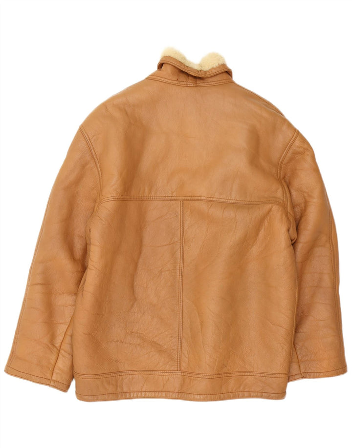 Vintage Mens Shearling Jacket UK 40 Large Brown