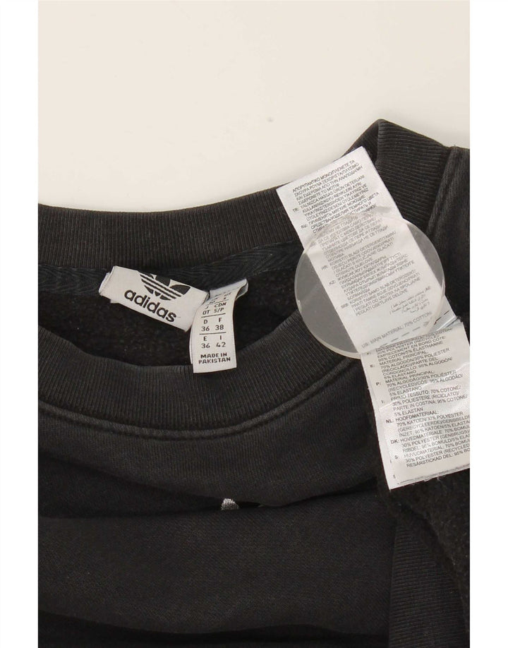Adidas Womens Crop Oversized Sweatshirt Jumper UK 10 Small Black Cotton