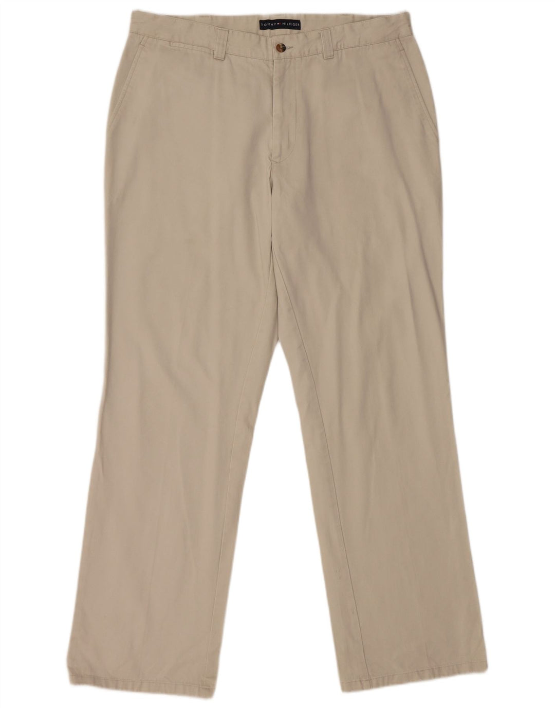 TOMMY HILFIGER Mens Straight Chino Trousers W36 L32 Beige Cotton