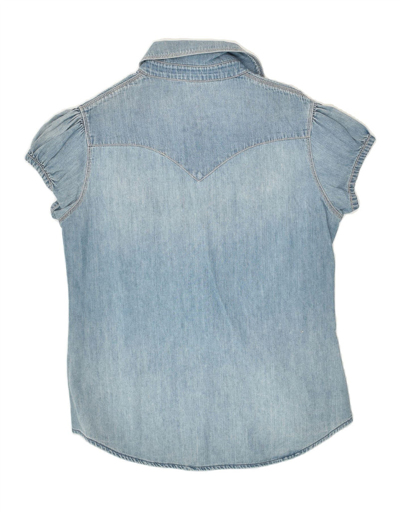 LEVI'S Womens Short Sleeve Denim Shirt UK 14 Medium Blue Cotton | Vintage Levi's | Thrift | Second-Hand Levi's | Used Clothing | Messina Hembry 