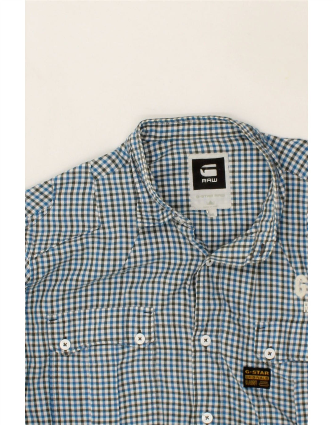 G-STAR Mens Shirt 2XL Blue Check Cotton