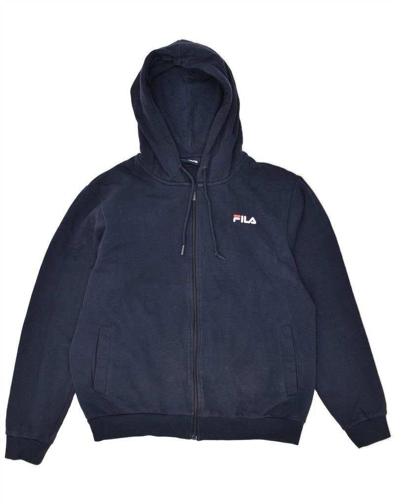 FILA Mens Zip Hoodie Sweater Medium Navy Blue Cotton | Vintage Fila | Thrift | Second-Hand Fila | Used Clothing | Messina Hembry 