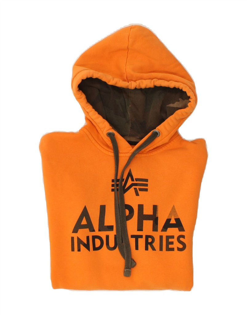 ALPHA INDUSTRIES Mens Graphic Hoodie Jumper Medium Orange Vintage Alpha Industries and Second-Hand Alpha Industries from Messina Hembry 