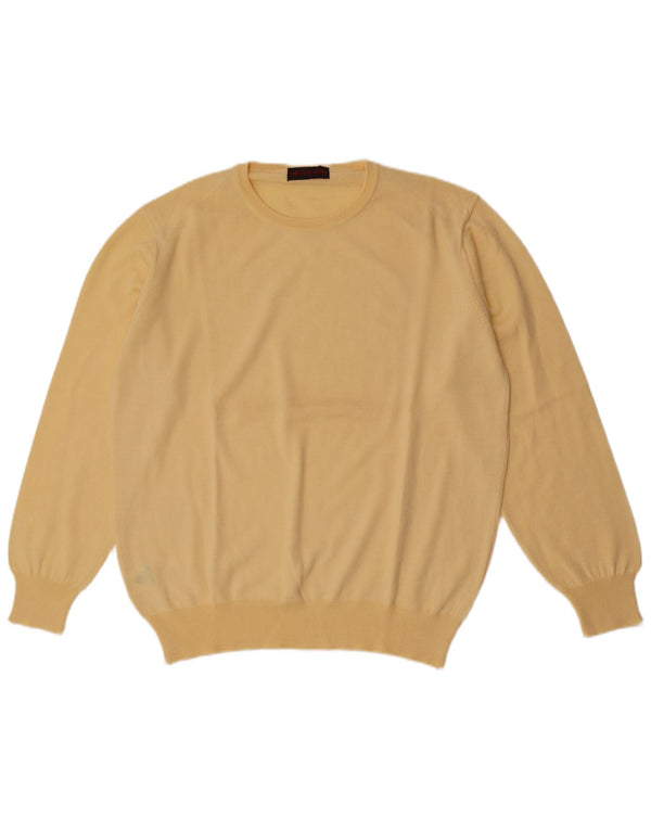 Il Granchio Mens Crew Neck Jumper Sweater Large Yellow Virgin Wool