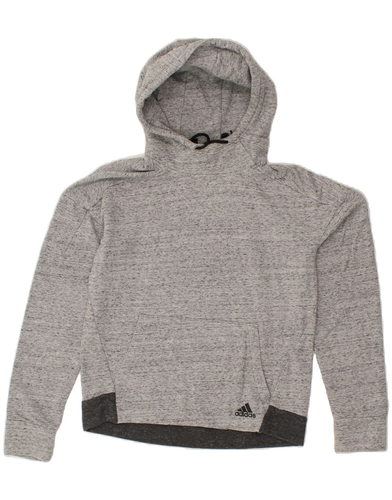 ADIDAS Womens Hoodie Jumper UK 10 Small Grey Flecked | Vintage Adidas | Thrift | Second-Hand Adidas | Used Clothing | Messina Hembry 