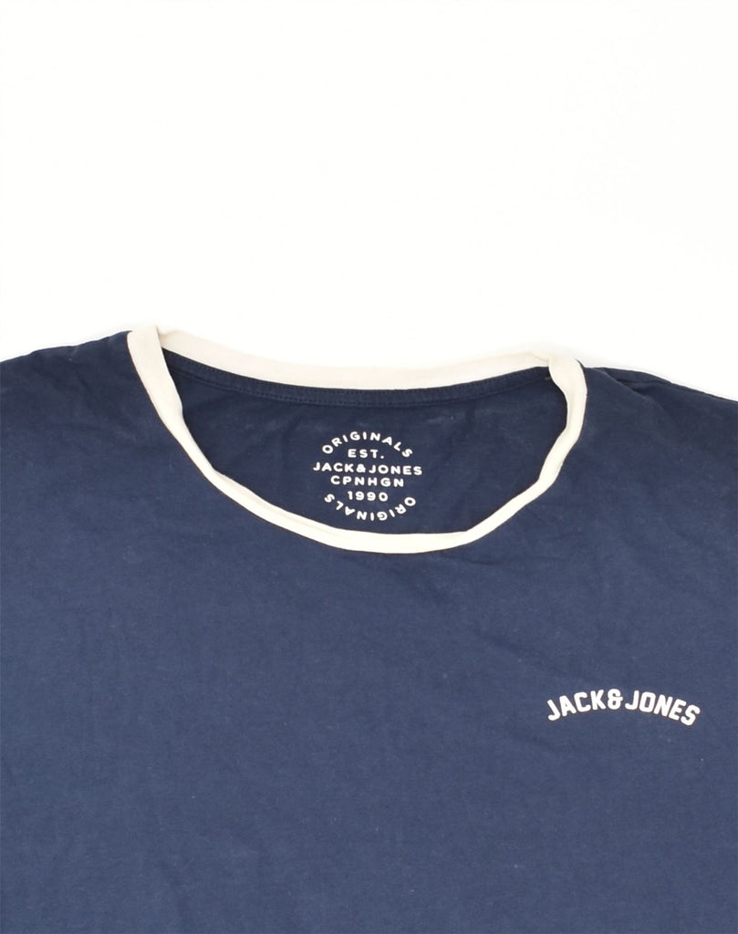 JACK & JONES Mens T-Shirt Top Large Navy Blue Cotton | Vintage Jack & Jones | Thrift | Second-Hand Jack & Jones | Used Clothing | Messina Hembry 