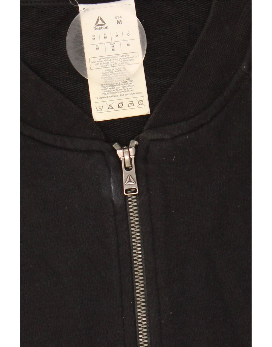 Reebok Womens Tracksuit Top Jacket UK 14 Medium Black Cotton