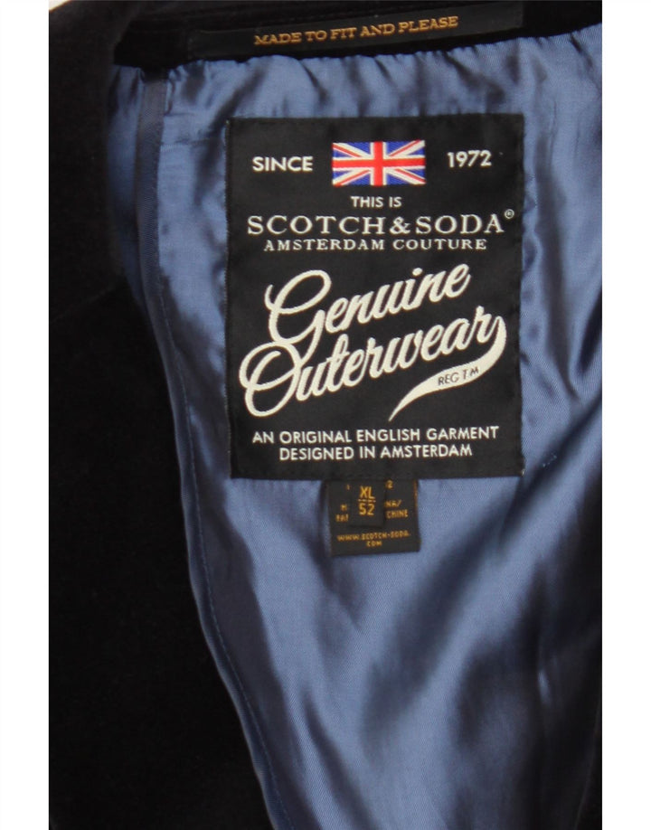 SCOTCH & SODA Mens Velvet 2 Button Blazer Jacket IT 52 XL Black Cotton