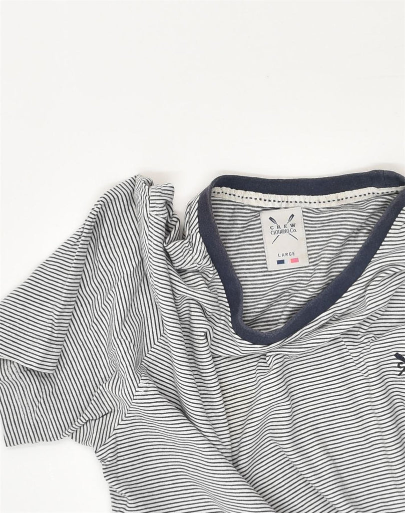 CREW CLOTHING Womens T-Shirt Top UK 16 Large Blue Striped Cotton | Vintage Crew Clothing | Thrift | Second-Hand Crew Clothing | Used Clothing | Messina Hembry 