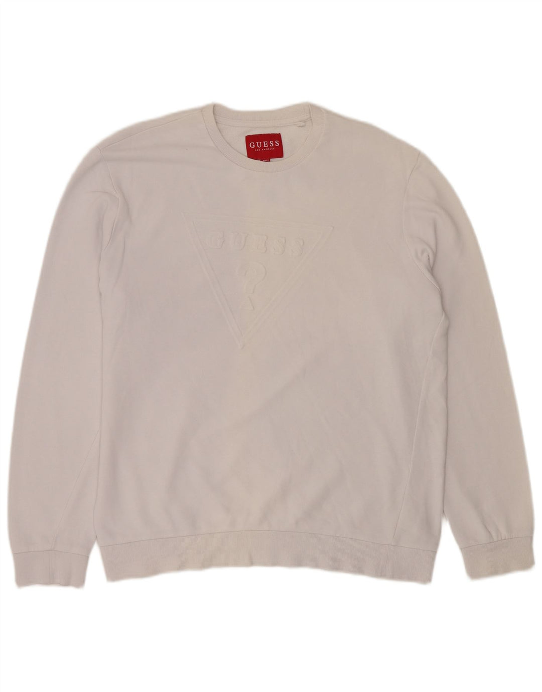Guess Mens Graphic Sweatshirt Jumper XL Off White Cotton