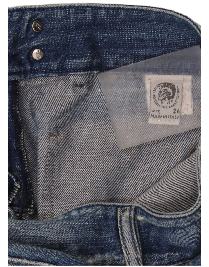 Diesel Womens Distressed Bootcut Jeans W26 L32 Blue Cotton