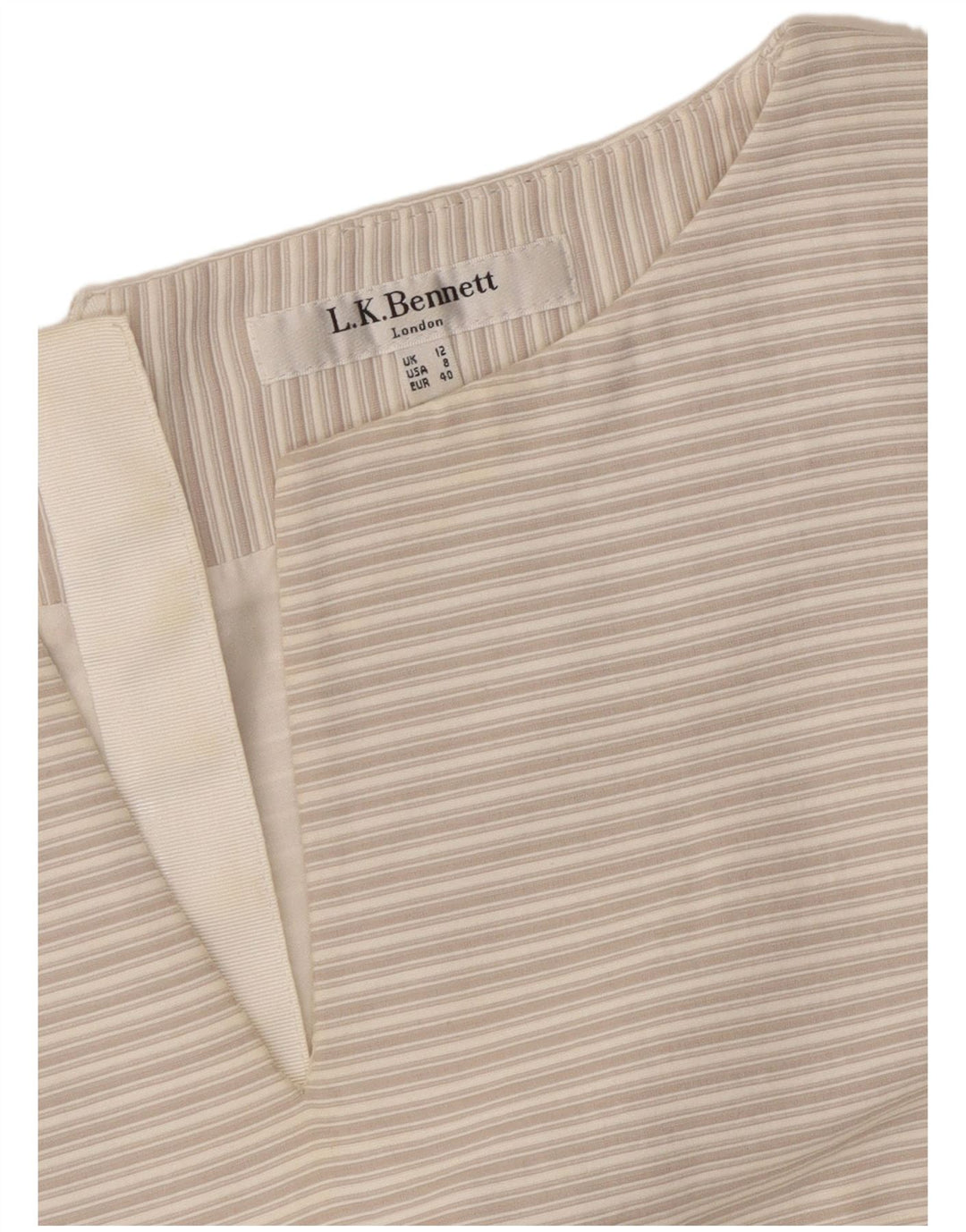 L.K. BENNETT Womens Sleeveless Sheath Dress UK 12 Medium Grey Striped