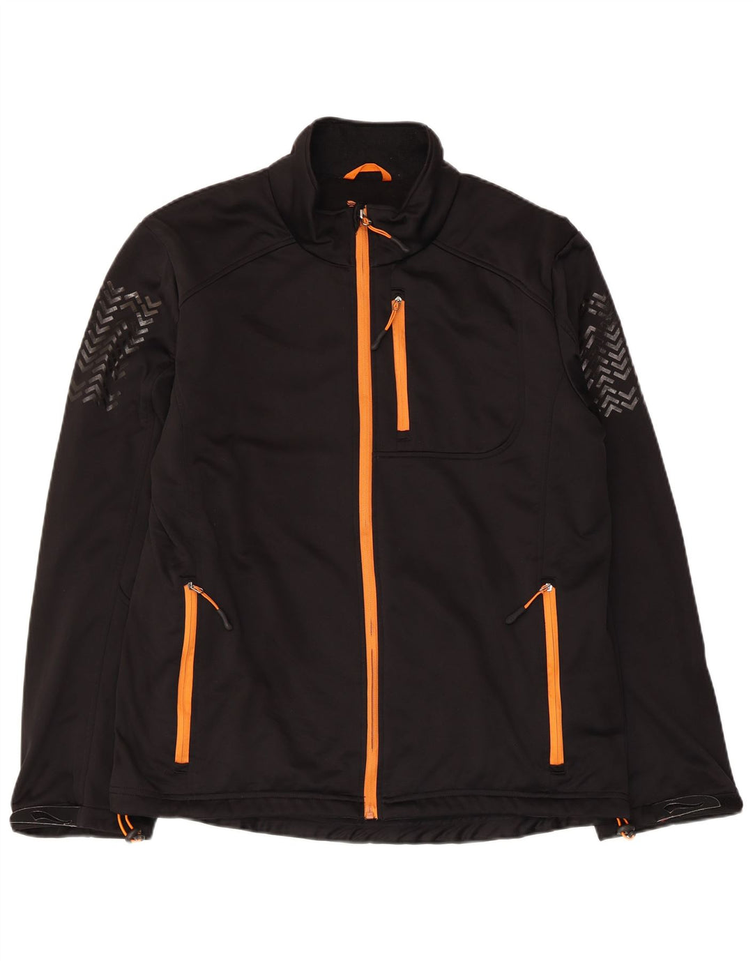Crivit Mens Tracksuit Top Jacket Large Black Geometric Polyester