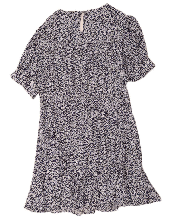 Marks & Spencer Womens Tiered Dress UK 18 XL  Blue Floral Viscose