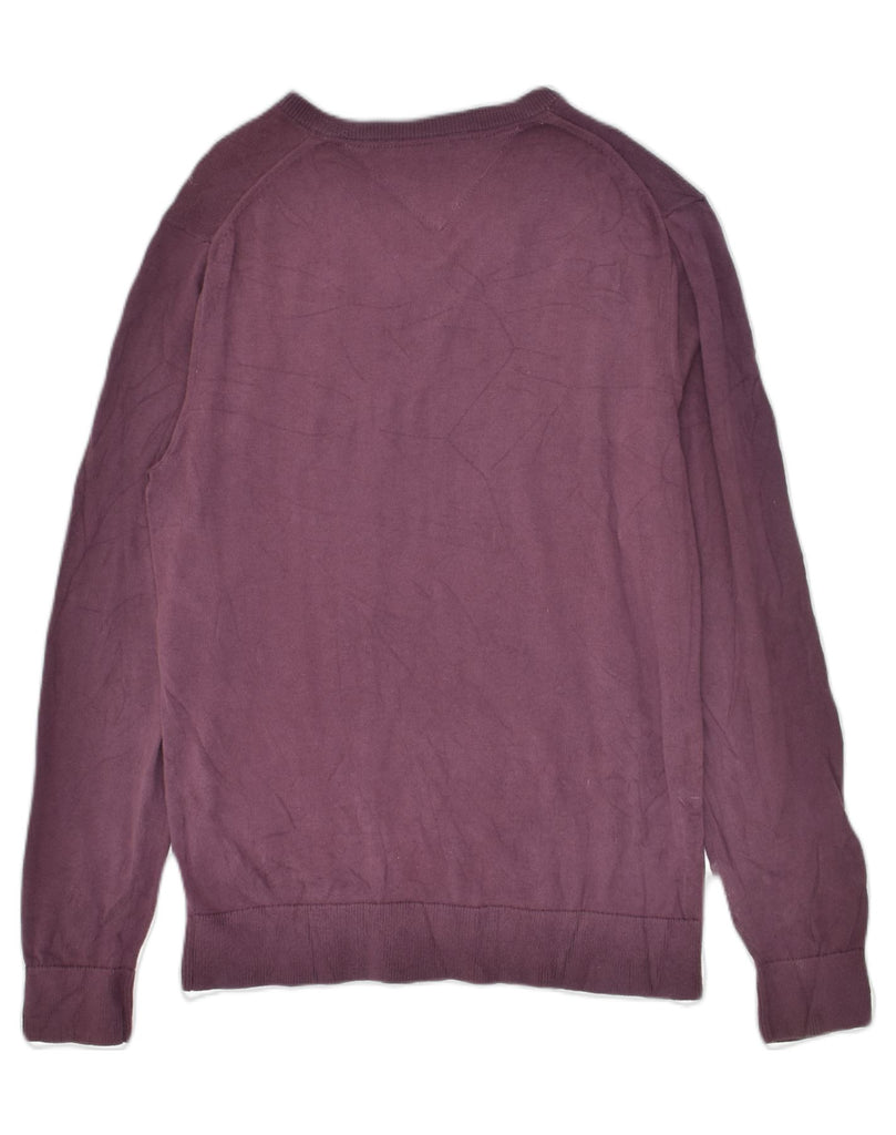 TOMMY HILFIGER Mens V-Neck Jumper Sweater Medium Purple Cotton | Vintage Tommy Hilfiger | Thrift | Second-Hand Tommy Hilfiger | Used Clothing | Messina Hembry 