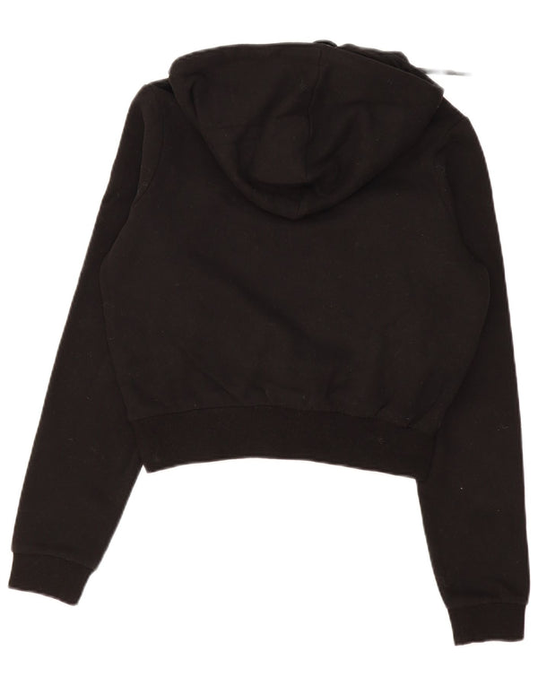 Fila Womens Crop Oversized Hoodie Jumper UK 10 Small Black Cotton