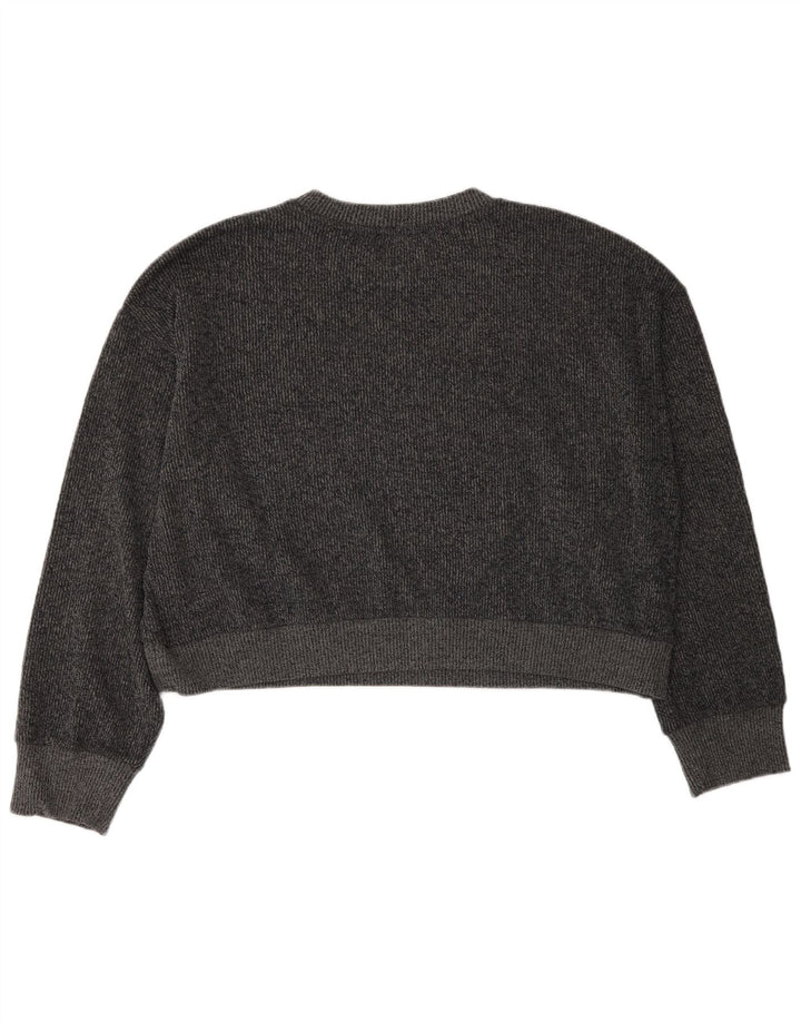 Zara Womens Crop Oversized Crew Neck Jumper Sweater UK 16 Large Grey