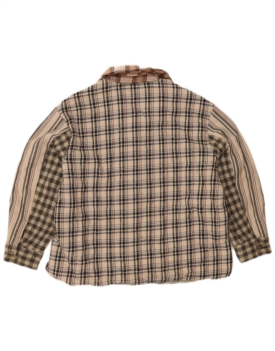 Zara Womens Lumberjack  Flannel Shirt UK 16 Large Beige Patchwork Polyester