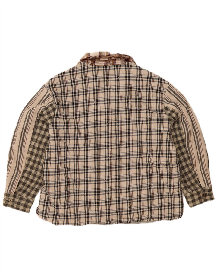 Zara Womens Lumberjack  Flannel Shirt UK 16 Large Beige Patchwork Polyester