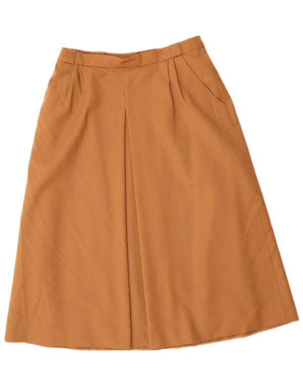 Vintage Womens High Waist A-Line Skirt EU 38 Medium W26  Brown Virgin Wool