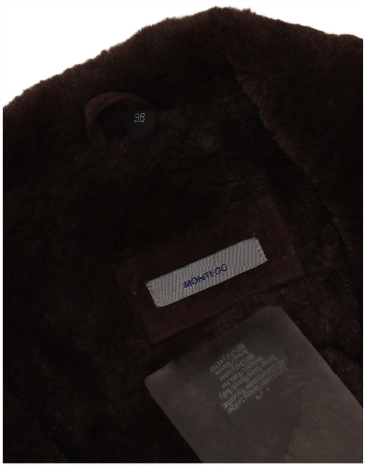 Montego Womens Shearling Jacket EU 36 Small Brown Leather
