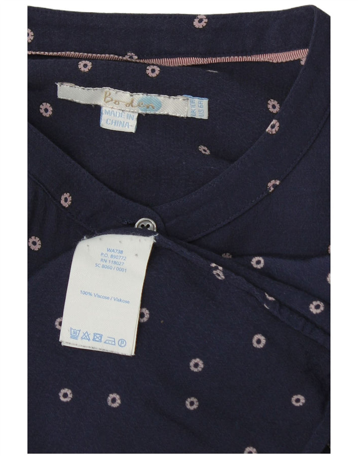 Boden Womens Shirt Blouse UK 10 Small Navy Blue Spotted Viscose