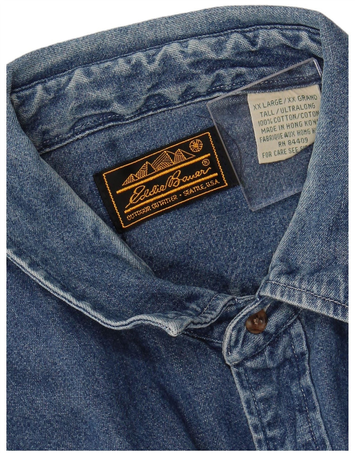 EDDIE BAUER Mens Denim Shirt 2XL Blue Cotton