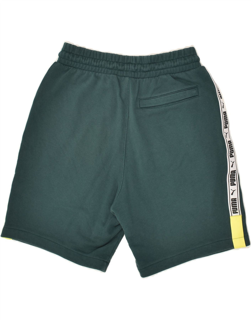 PUMA Mens Graphic Sport Shorts Small Green | Vintage Puma | Thrift | Second-Hand Puma | Used Clothing | Messina Hembry 