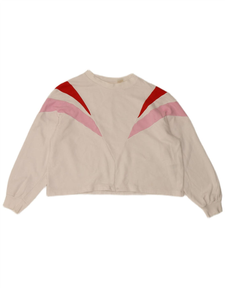 Levi's Womens Crop Sweatshirt Jumper UK 14 Medium White Colourblock