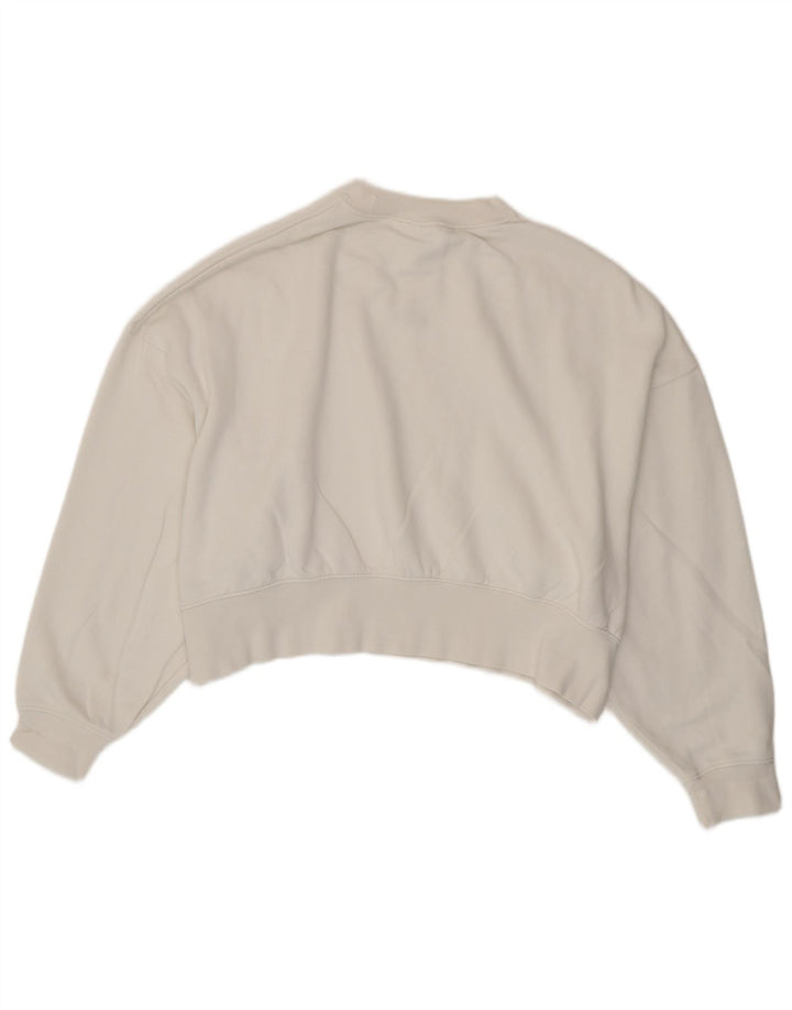 Nike Womens Oversized Crop Sweatshirt Jumper UK 14 Medium White Cotton