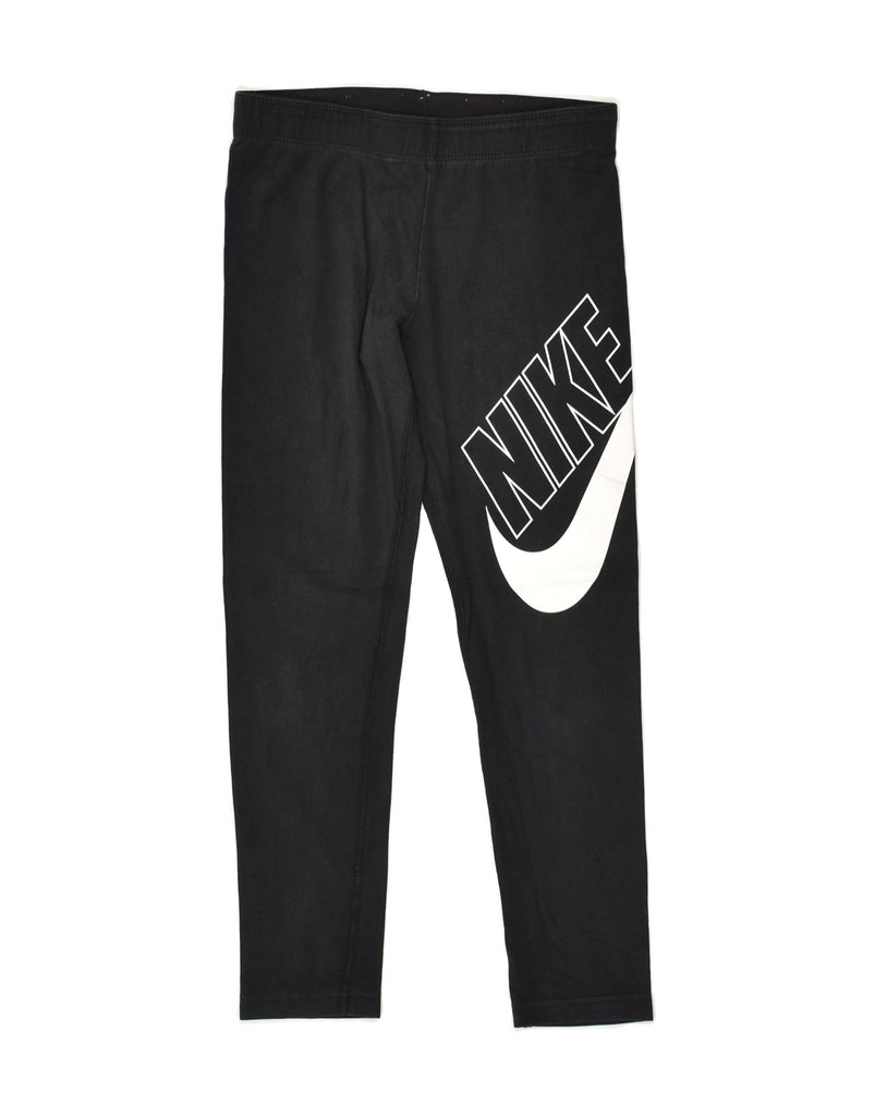 NIKE Girls Tight Fit Graphic Leggings 10-11 Years Medium Black Cotton | Vintage Nike | Thrift | Second-Hand Nike | Used Clothing | Messina Hembry 