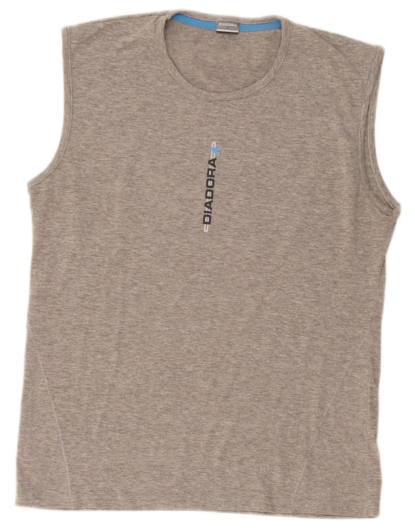 Diadora Mens Graphic Vest Top Medium Grey Flecked